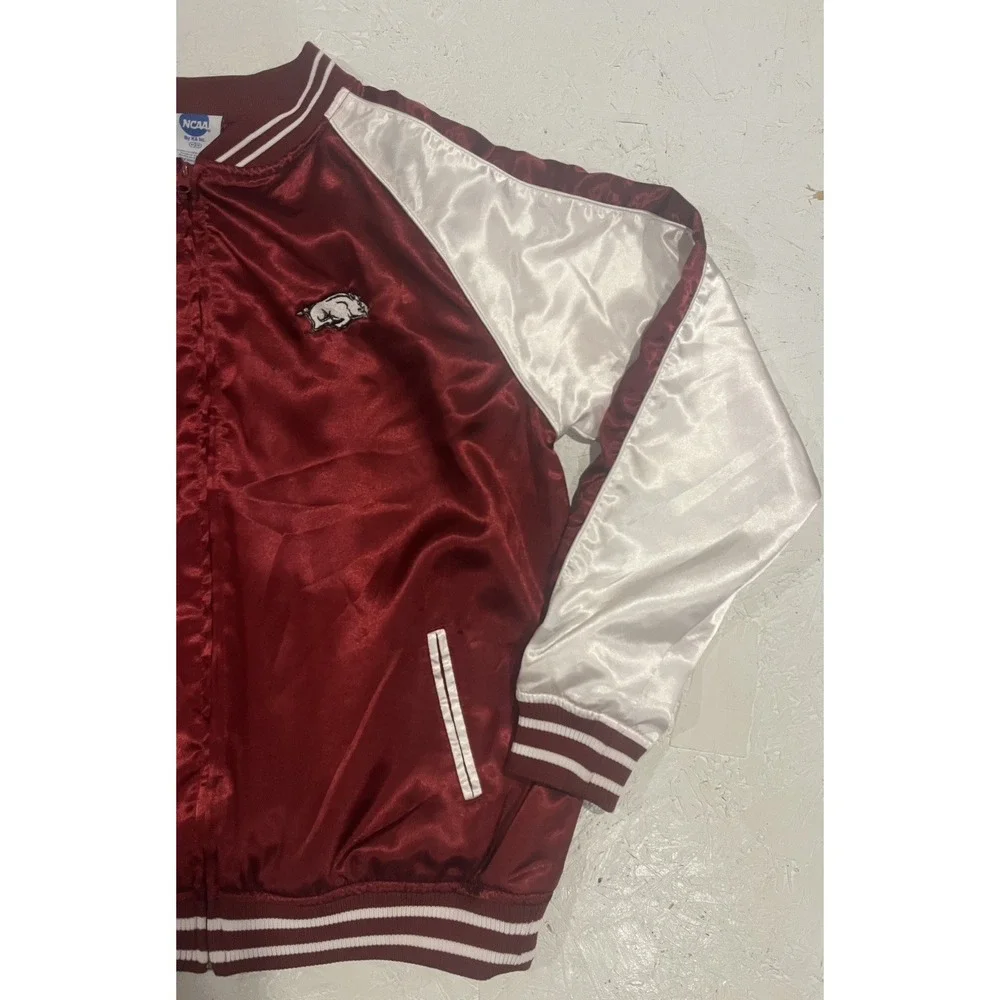 Vtg‎ Arkansas Razorbacks NCAA Knights Apparel Satin Jacket Sz M College Bomber